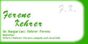 ferenc kehrer business card